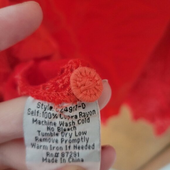 Johnny Was Red Orange Cage Tunic Top Small EUC - Picture 6 of 6